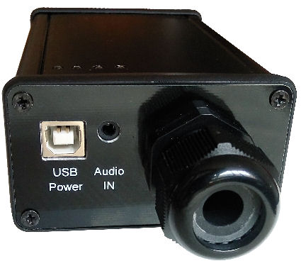 USB powered, 3.5mm Audio plug input, Power relay control.