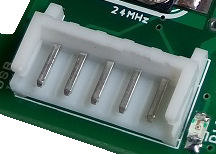 2.5mm pitch JST connector's header mounted onto a PCB board