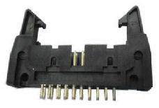 IDC header connector with side locking latch