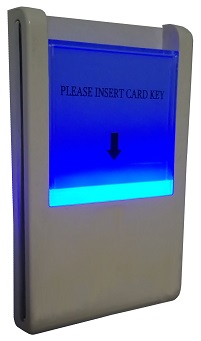 blue glowing hotel card key switch