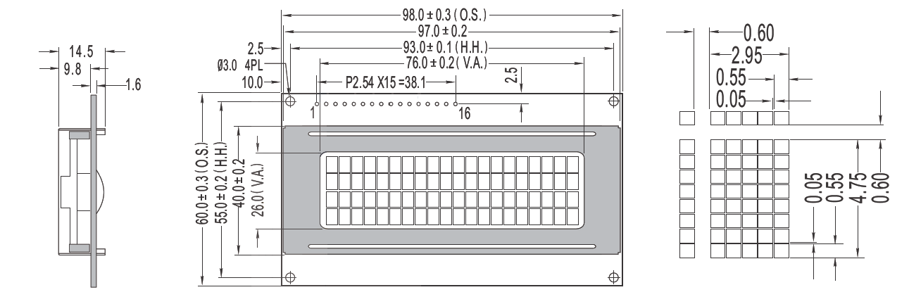 20x4 Alphanumeric LCD Display dimension