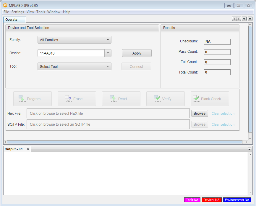 IPE software launch up screen shot