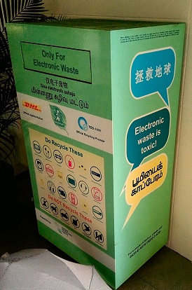 Disposal bin for electronic waste