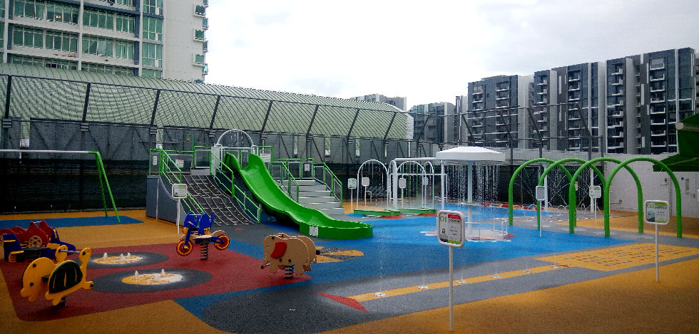 Rain detection for safe outdoor water play area activities.