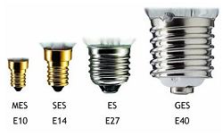 MES E10, SES E14, ES E27, GES E40