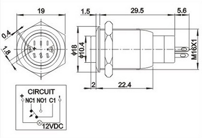 Metallic push switch (dimension size)