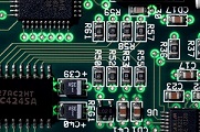 Electronic Circuit Board with IC chip, Resistor, Capacitor, Diode