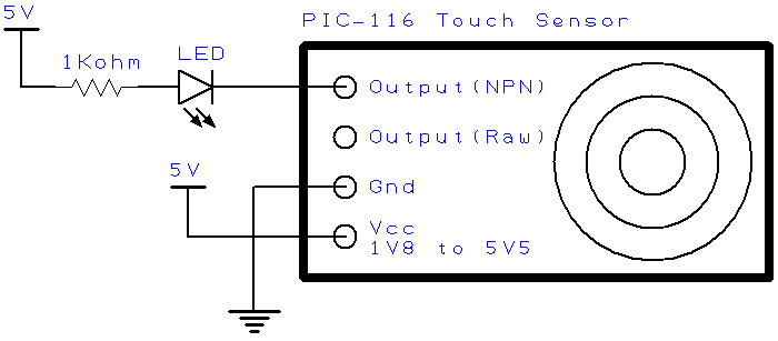Wiring Diagram for Mini Touch Sensor [PIC-116]