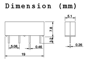 12V mini relay dimension (mm)