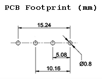 12V mini relay pcb footprint (mm), 5.08mm pitch