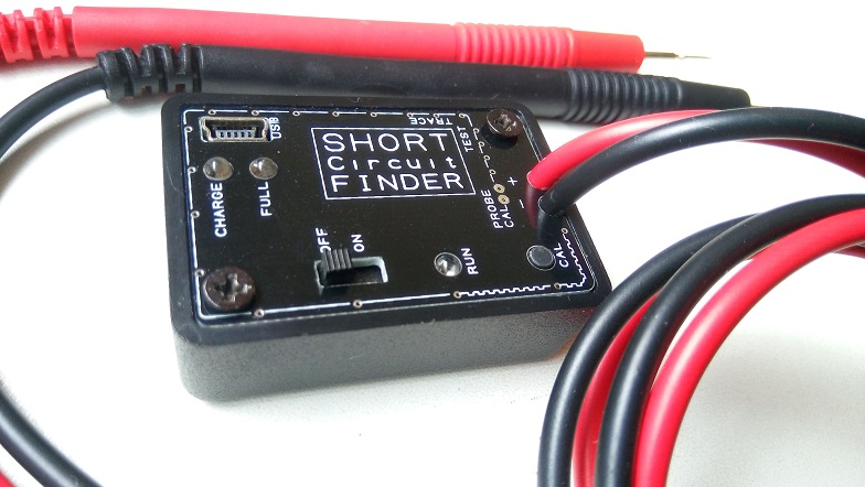 Short Circuit Finder On/Off switch, and USB charging port with probe