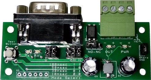 RS232 pulse out circuit board, top view