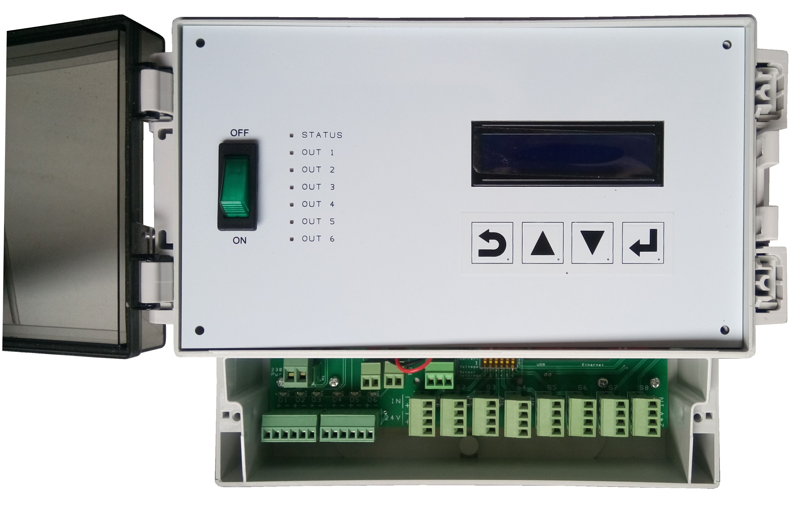 controller with touch panel as user interface (open panel cover)