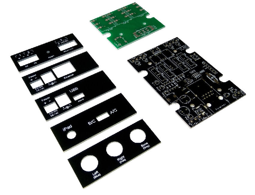Custom end panel and PCB board design for standard enclosure casing.